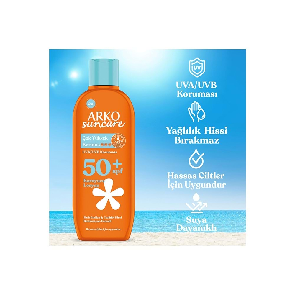 Arko Suncare Spf50 Çok Yüksek Korumalı Vücut Güneş Losyonu 200 ml