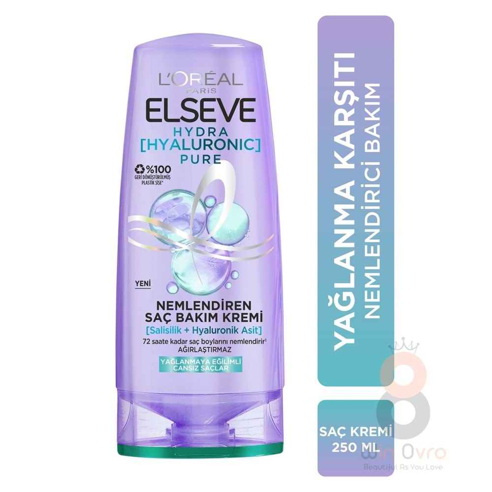 Loreal Paris Elseve Hydra [hyaluronic] Pure Salisilik Asit Içeren Yağlanma Karşıtı Nemlendirici Saç Kremi 250ml