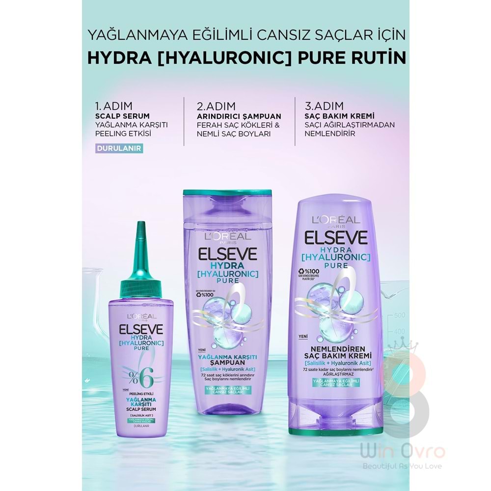 Loreal Paris Elseve Hydra [hyaluronic] Pure Salisilik Asit Içeren Yağlanma Karşıtı Nemlendirici Saç Kremi 250ml