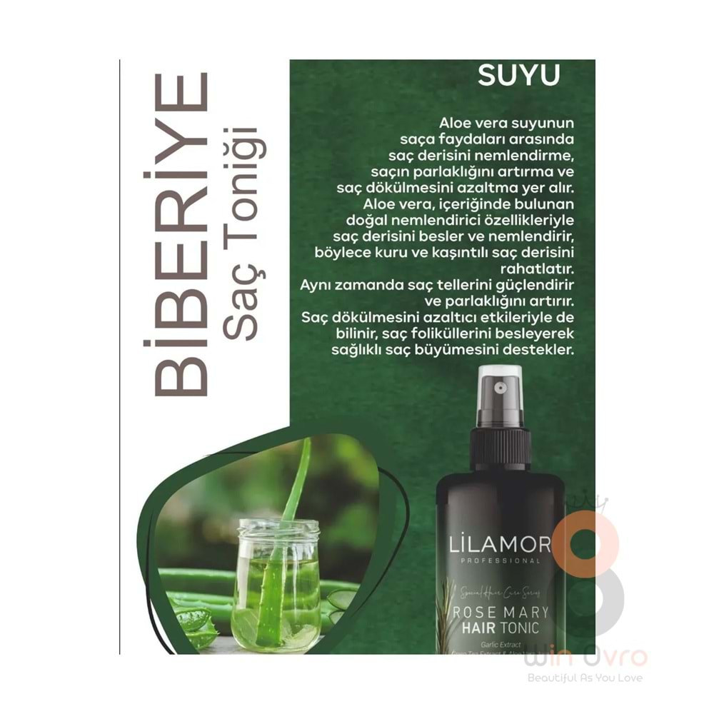 Lilamor Biberiye Suyu Dökülme Karşıtı ve Hızlı Uzamaya Yardımcı Tonik 250ml
