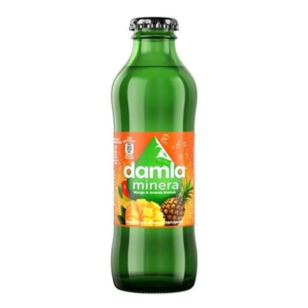 Damla Minera Mango ve Ananas Aromalı Doğal Zengin Mineralli Gazlı İçecek Şişe 200 ml.