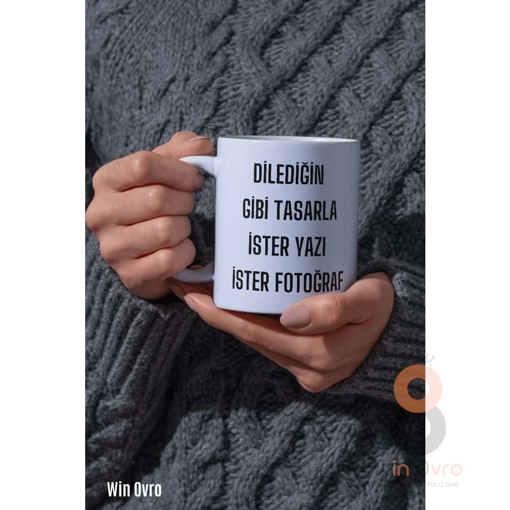 Win Ovro Premium Ultra Beyaz Porselen Hediye Baskılı Kupa Bardak - Kişiye Özel Tasarım Fotoğraf Yazı