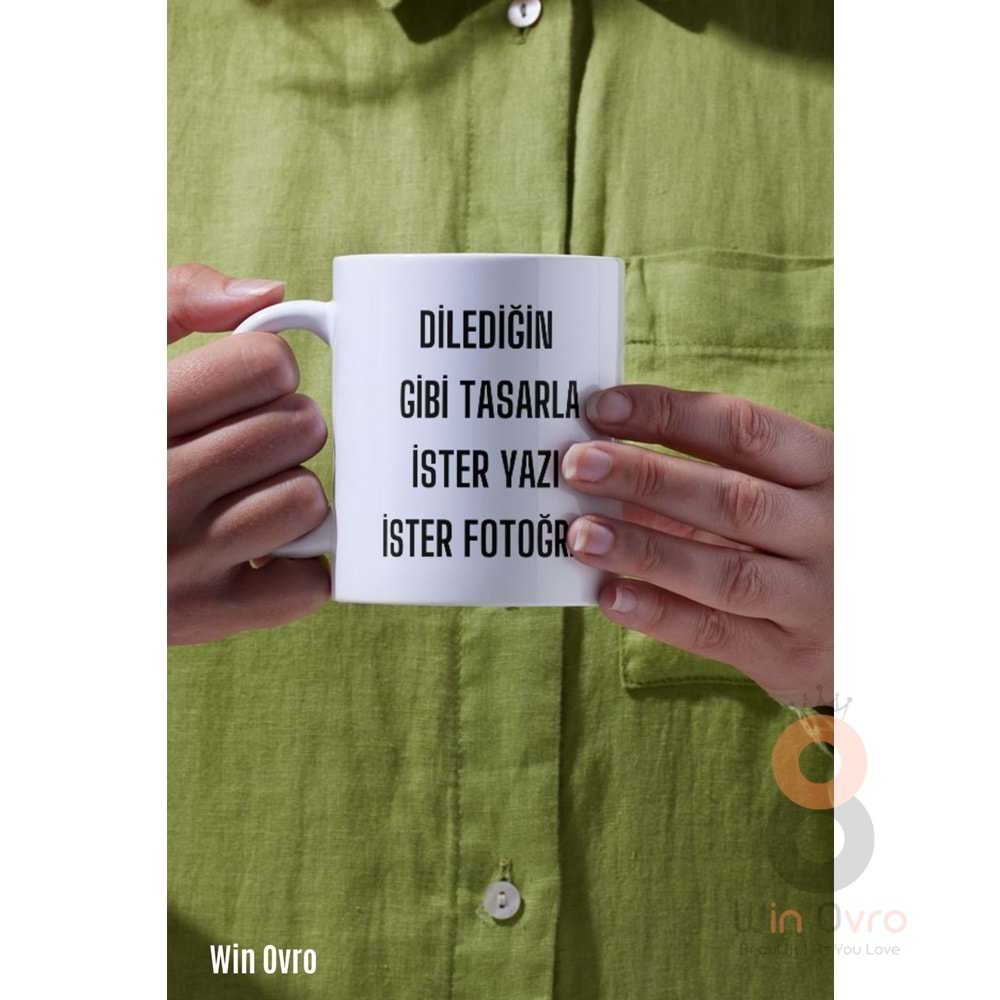 Win Ovro Premium Ultra Beyaz Porselen Hediye Baskılı Kupa Bardak - Kişiye Özel Tasarım Fotoğraf Yazı