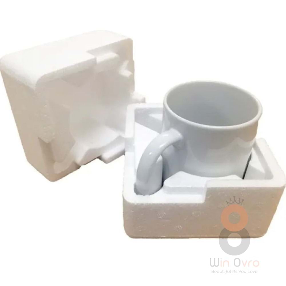 Win Ovro Premium Ultra Beyaz Porselen Kupa Bardak Çift Yönlü Baskılı - All You Need is Coffee