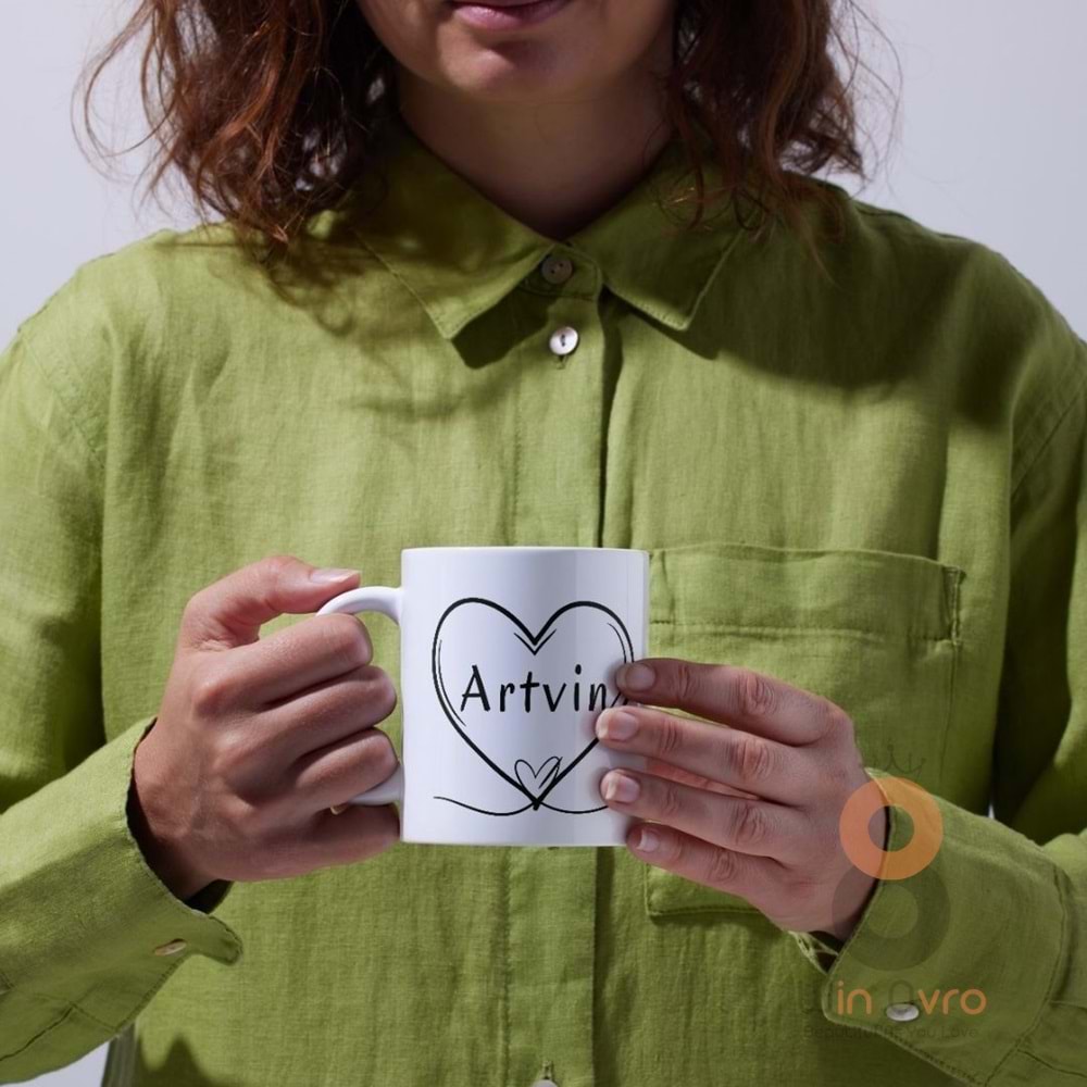 Win Ovro Premium Ultra Beyaz Porselen Kupa Bardak Çift Yönlü Baskılı - Artvin