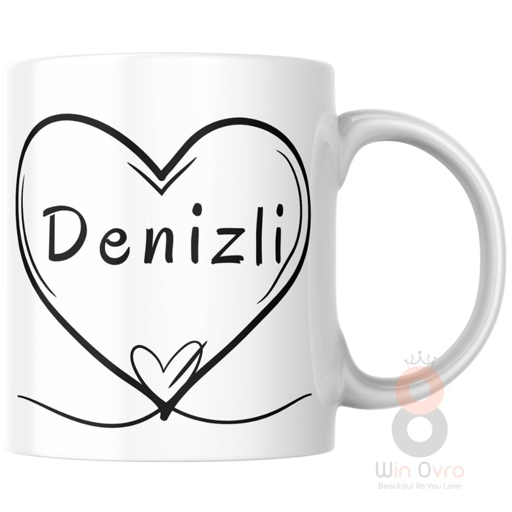 Win Ovro Premium Ultra Beyaz Porselen Kupa Bardak Çift Yönlü Baskılı - Denizli