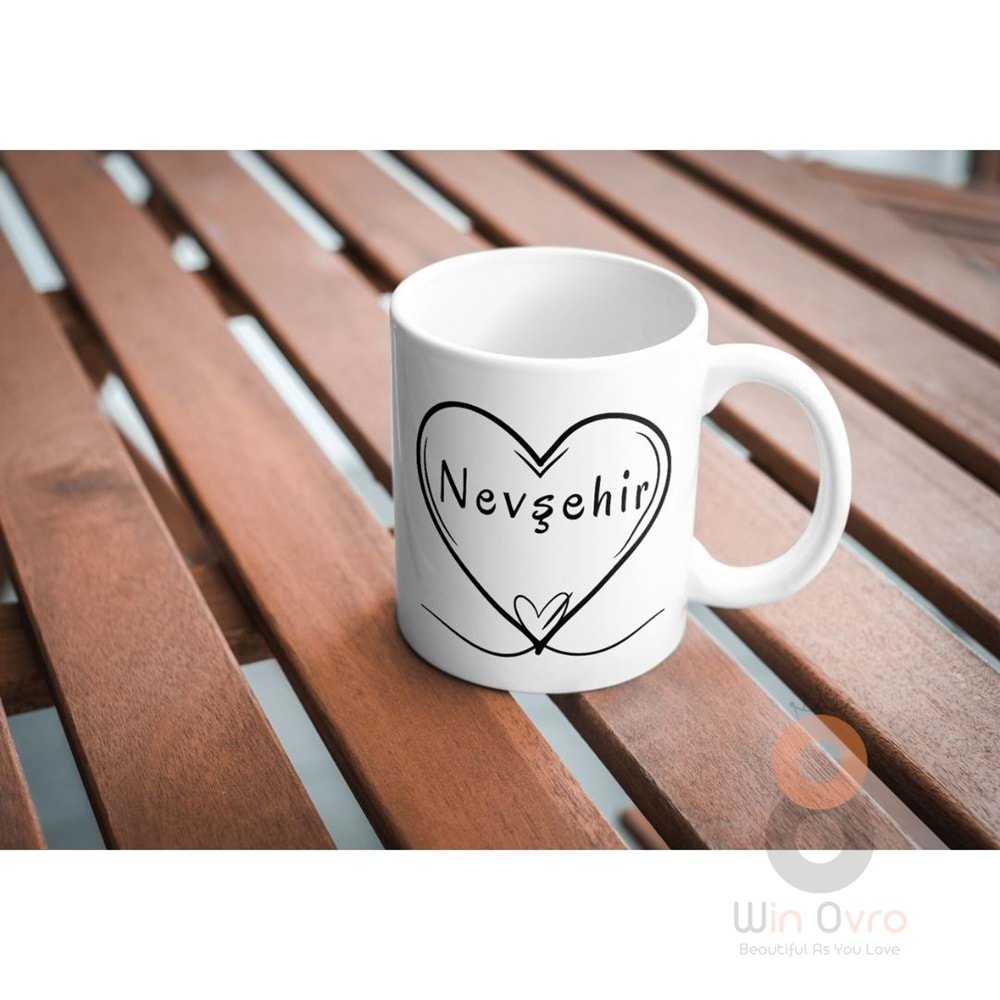 Win Ovro Premium Ultra Beyaz Porselen Kupa Bardak Çift Yönlü Baskılı - Nevşehir