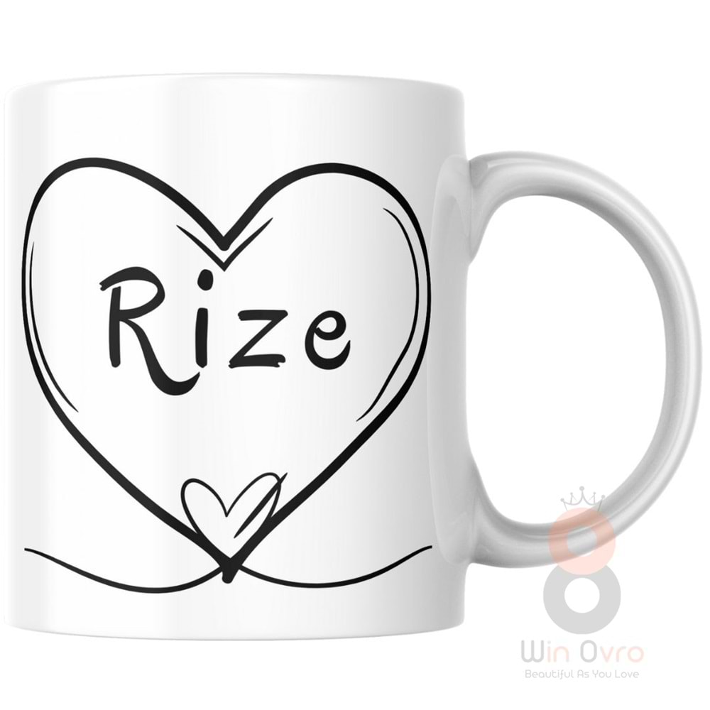 Win Ovro Premium Ultra Beyaz Porselen Kupa Bardak Çift Yönlü Baskılı - Rize