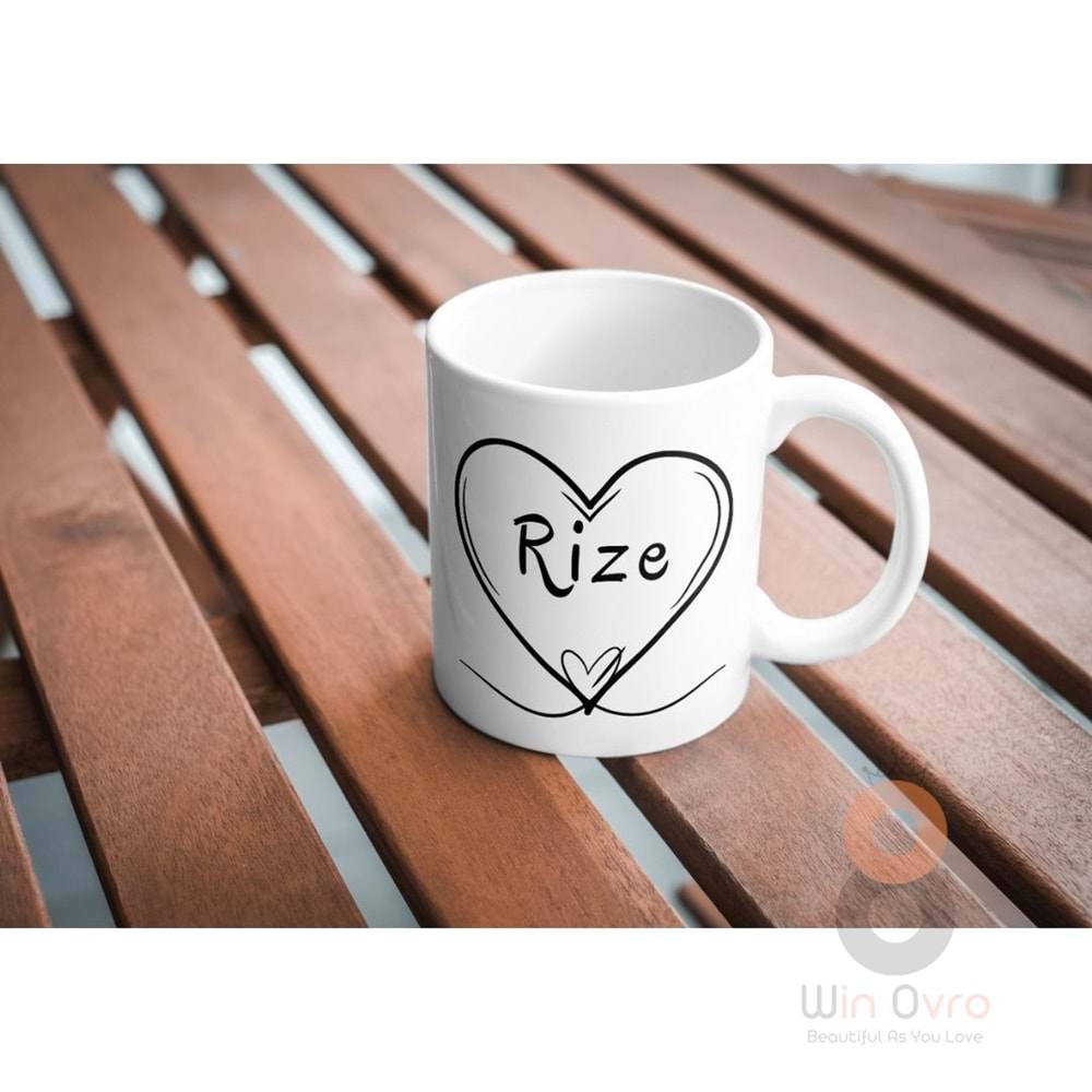 Win Ovro Premium Ultra Beyaz Porselen Kupa Bardak Çift Yönlü Baskılı - Rize