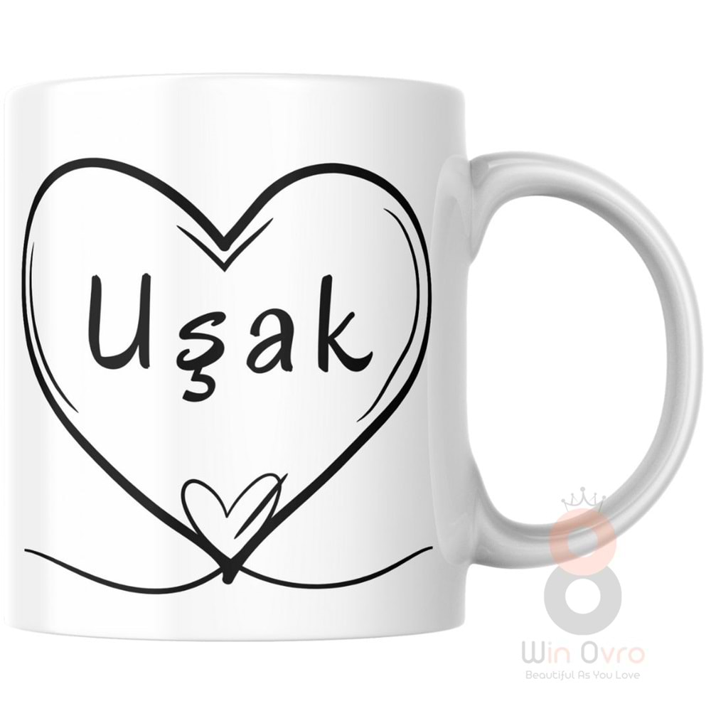 Win Ovro Premium Ultra Beyaz Porselen Kupa Bardak Çift Yönlü Baskılı - Uşak
