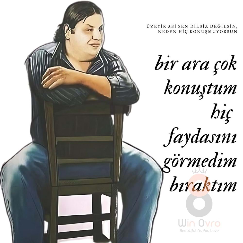 Win Ovro Premium Ultra Beyaz Porselen Kupa Bardak Çift Yönlü Baskılı - Üzeyir Abi Çok Konuştum