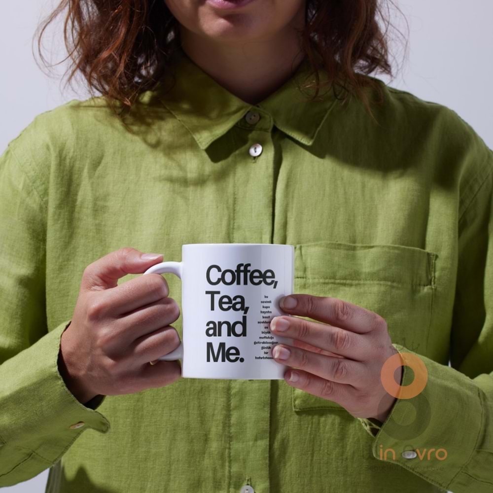 Win Ovro Premium Ultra Beyaz Porselen Kupa Bardak Çift Yönlü Baskılı - Coffee Tea and Me