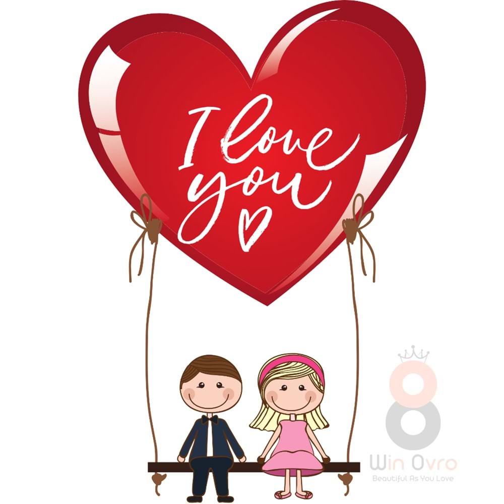 Win Ovro Premium Ultra Beyaz Porselen Kupa Bardak Çift Yönlü Baskılı - Love You Salıncak
