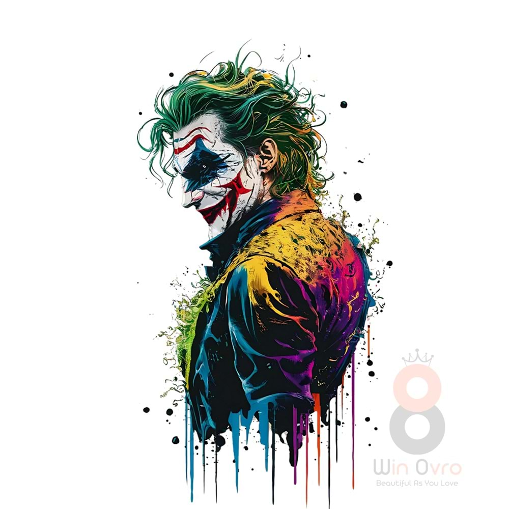 Win Ovro Premium Ultra Beyaz Porselen Kupa Bardak Çift Yönlü Baskı - Joker İllüstrasyon
