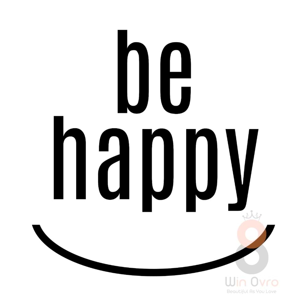 Win Ovro Premium Beyaz Porselen Hediye Kupa Bardak Çift Yön Baskı - Be Happy