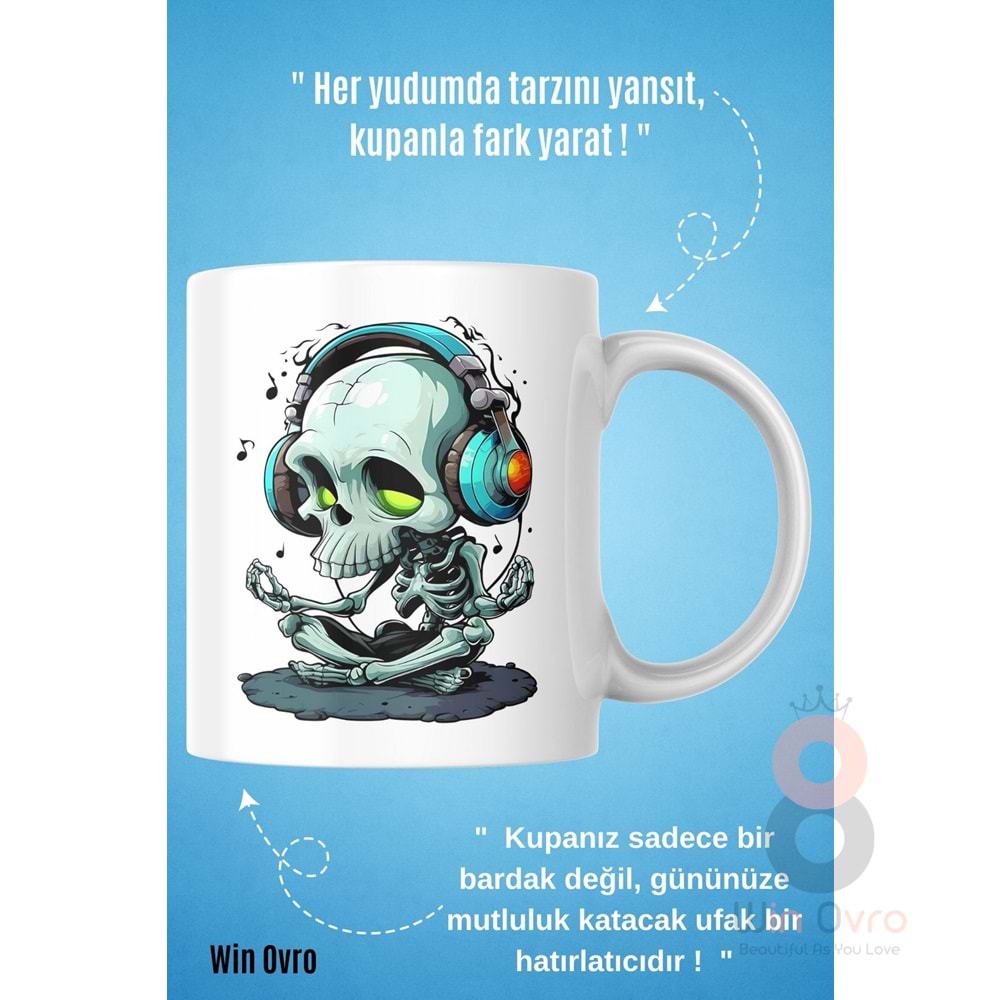 Win Ovro Premium Beyaz Porselen Hediye Kupa Bardak Çift Yön Baskı - Ruh Melodisi Ölümsüz Ritim