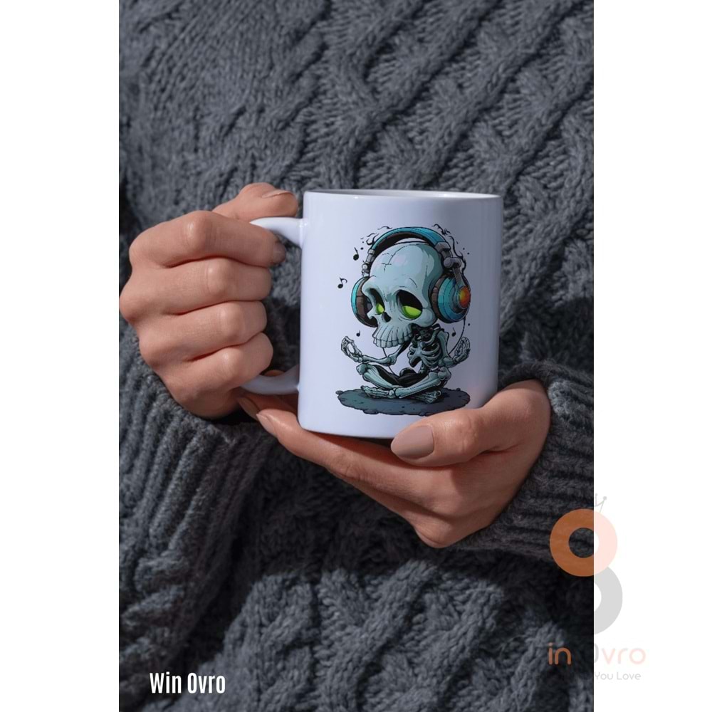 Win Ovro Premium Beyaz Porselen Hediye Kupa Bardak Çift Yön Baskı - Ruh Melodisi Ölümsüz Ritim