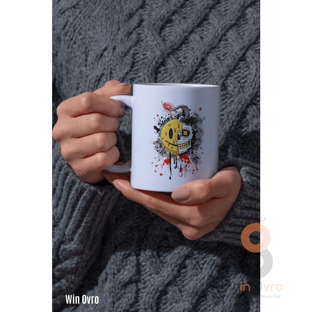 Win Ovro Premium Beyaz Porselen Hediye Kupa Bardak Çift Yön Baskı - Al Sana Bombe Patlayan Çelişki