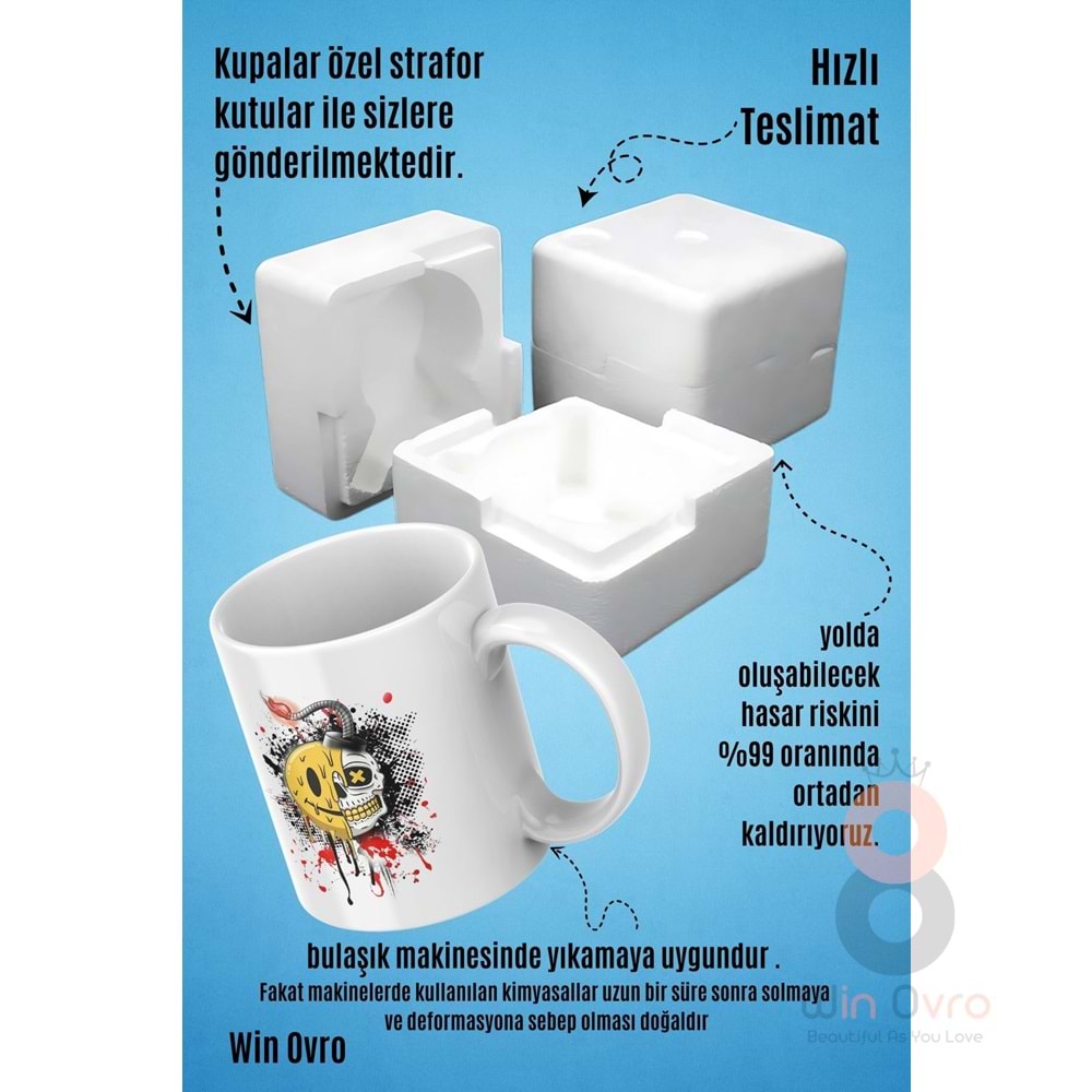 Win Ovro Premium Beyaz Porselen Hediye Kupa Bardak Çift Yön Baskı - Al Sana Bombe Patlayan Çelişki