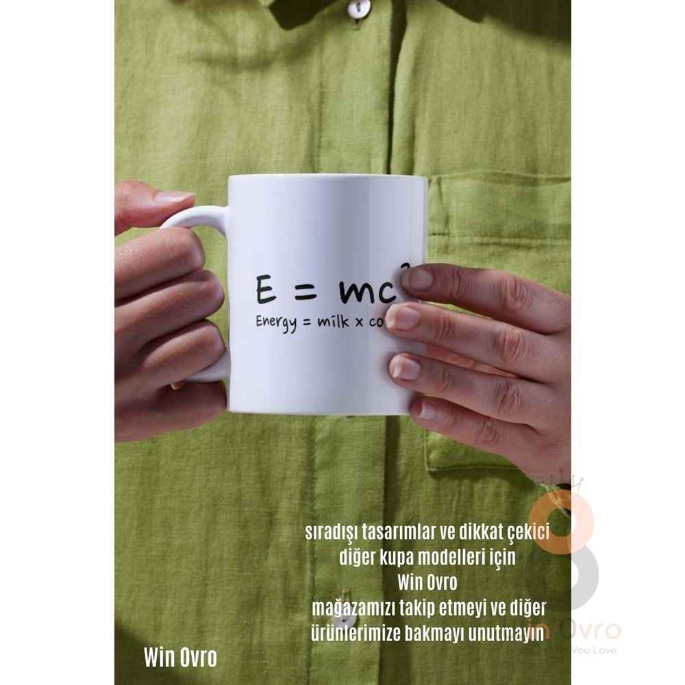 Win Ovro Premium Beyaz Porselen Hediye Çift Yön Baskılı Kupa Bardak - Energy Milk Coffee