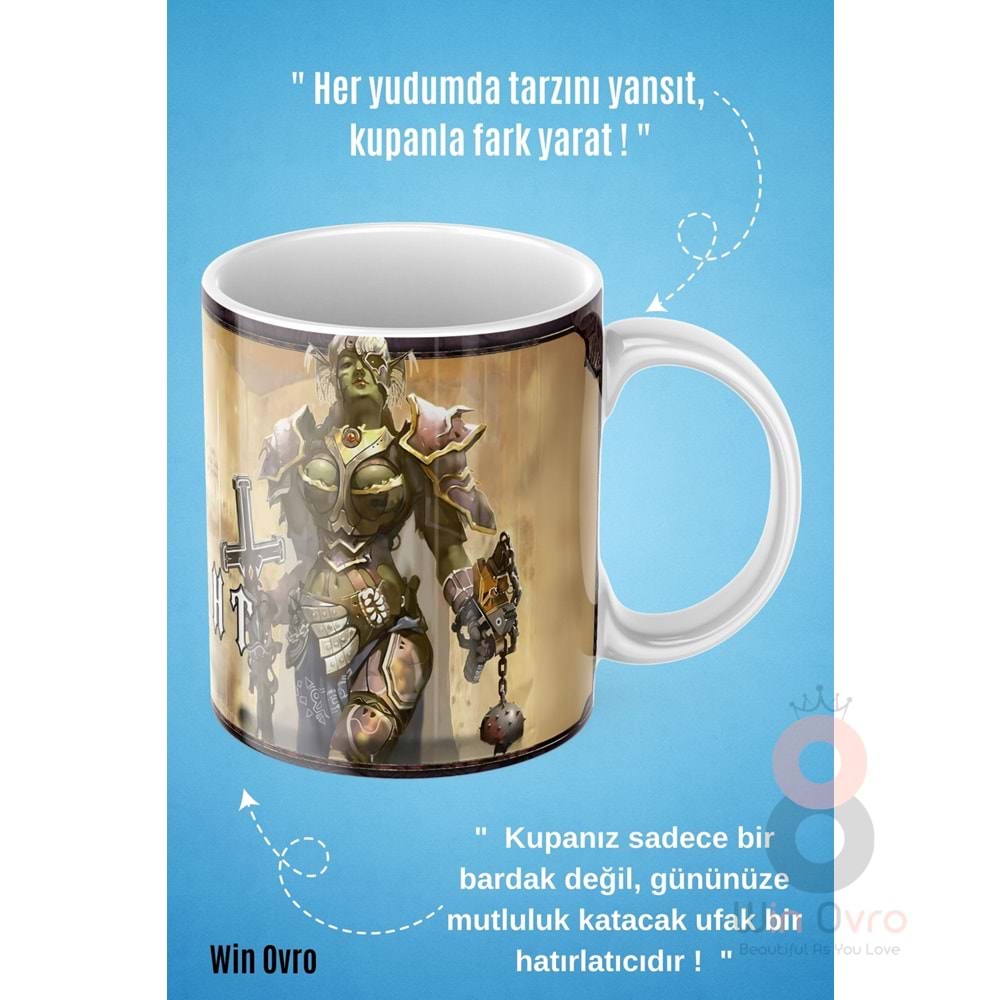 Win Ovro Premium Beyaz Porselen Hediye Çift Yön Baskılı Kupa Bardak - Knight Online Human Karus 04