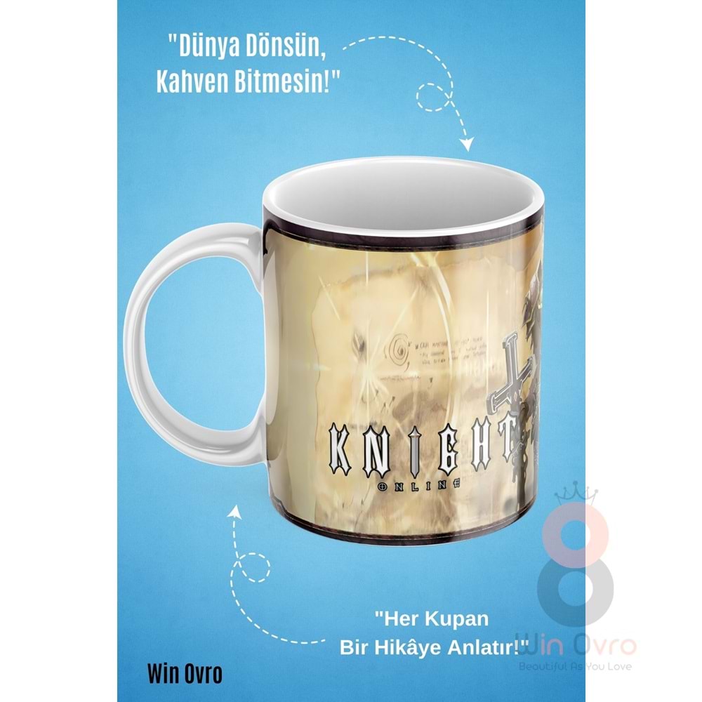 Win Ovro Premium Beyaz Porselen Hediye Çift Yön Baskılı Kupa Bardak - Knight Online Human Karus 04