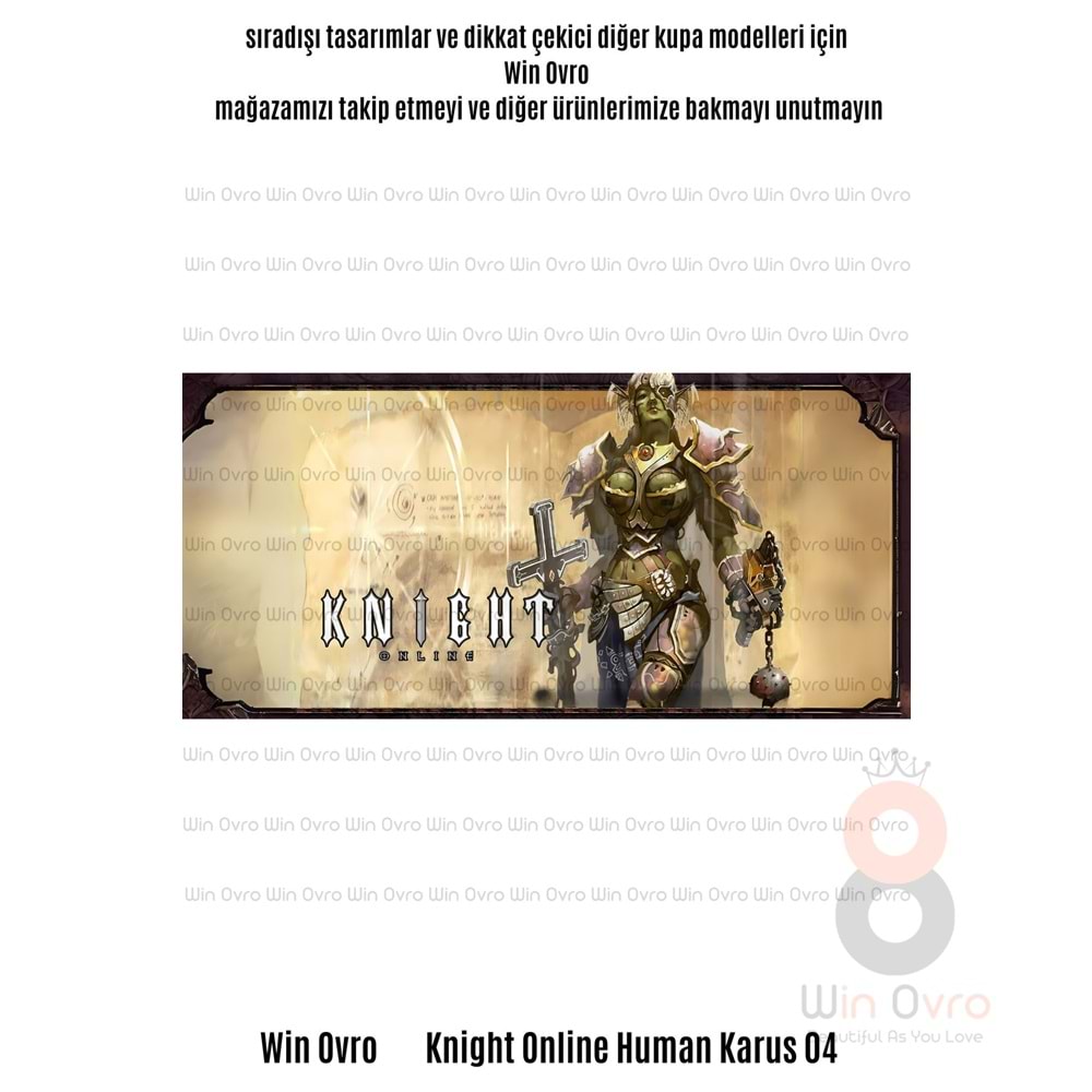 Win Ovro Premium Beyaz Porselen Hediye Çift Yön Baskılı Kupa Bardak - Knight Online Human Karus 04