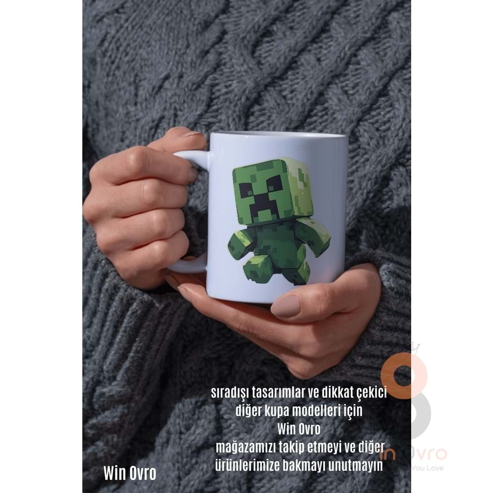 Win Ovro Premium Beyaz Porselen Hediye Çift Yön Baskılı Kupa Bardak - Minecraft 01