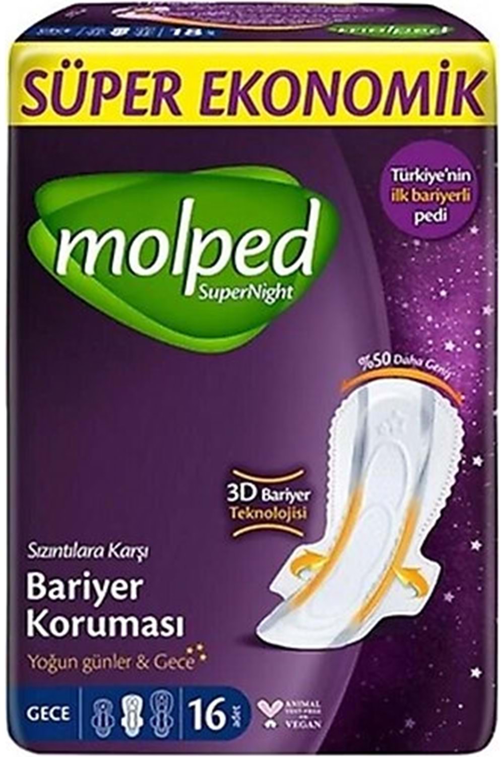 Molped Supernight Gece Hijyenik Ped 16 lı