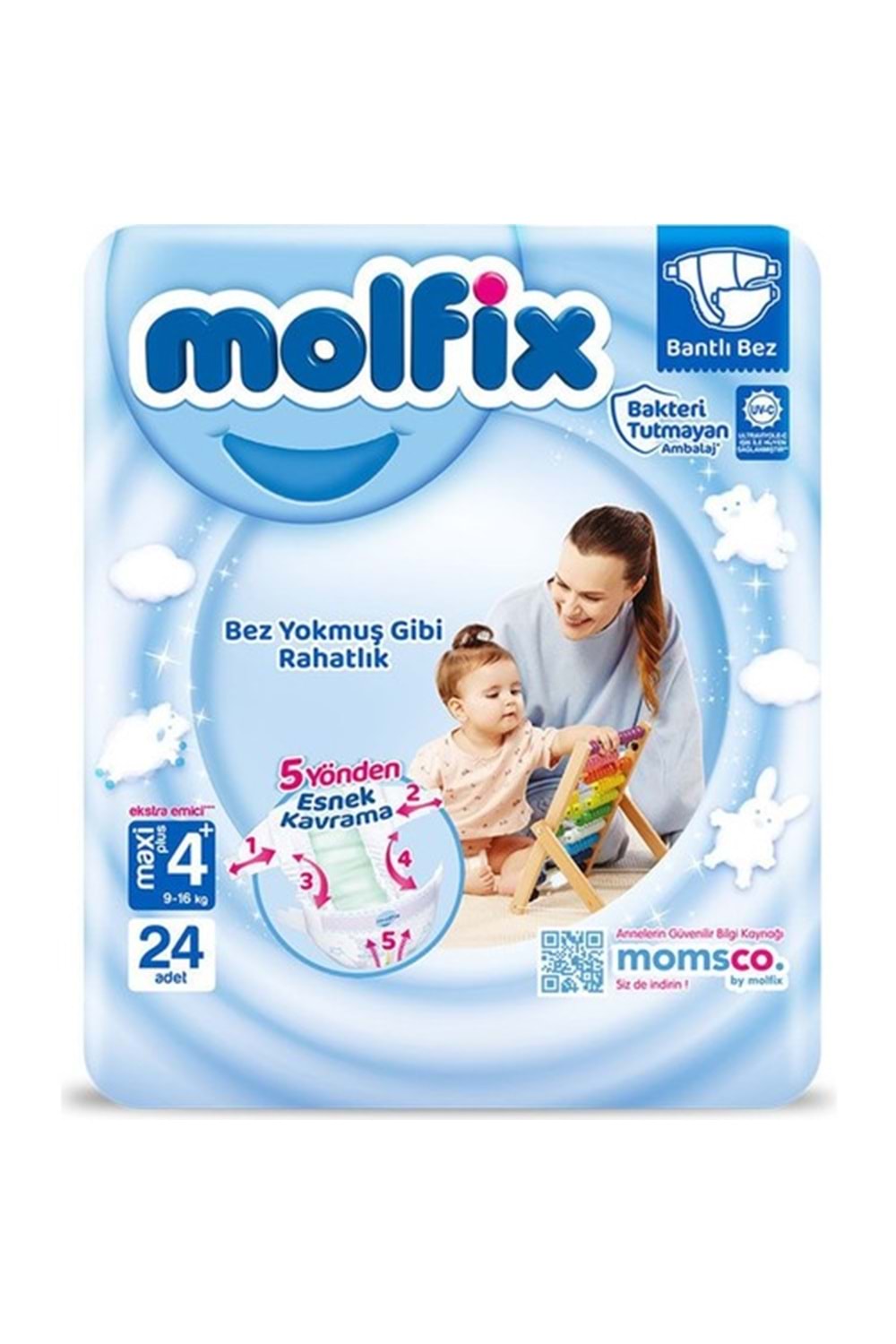 Molfix Bebek Bezi 3D 4+ Beden Maxi Plus 9-16 kg 24'lü Jumbo