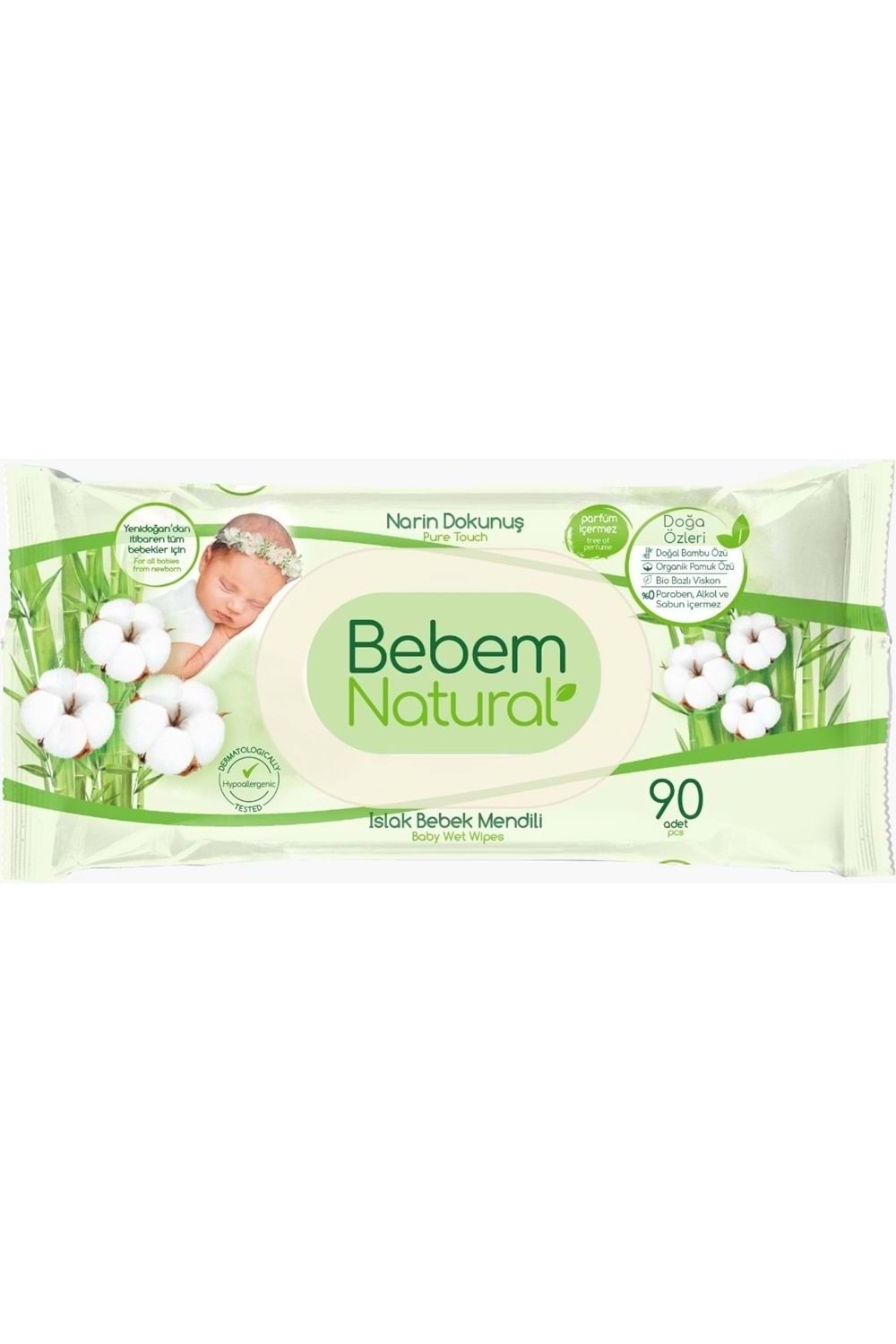 Bebem Natural Islak Bebek Mendili Narin Dokunuş 90 Yaprak Plastik Kapaklı