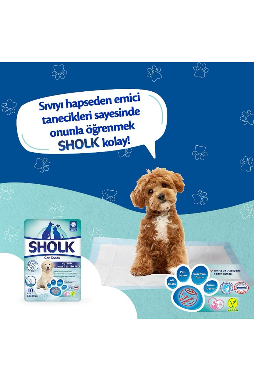 Sholk Hipoalerjenik Köpek Çiş Eğitim Pedi 60x90cm 10lu