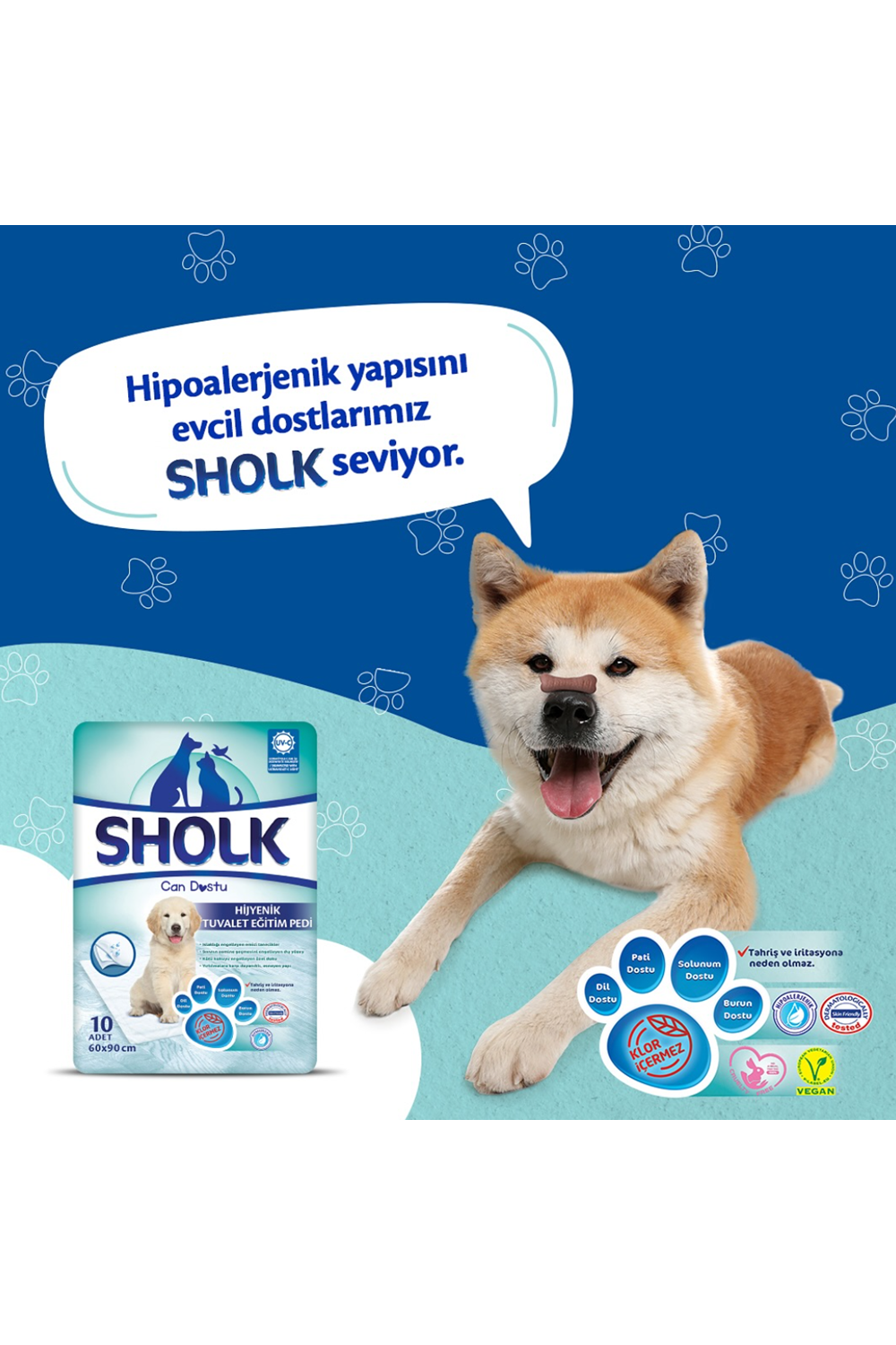 Sholk Hipoalerjenik Köpek Çiş Eğitim Pedi 60x90cm 10lu