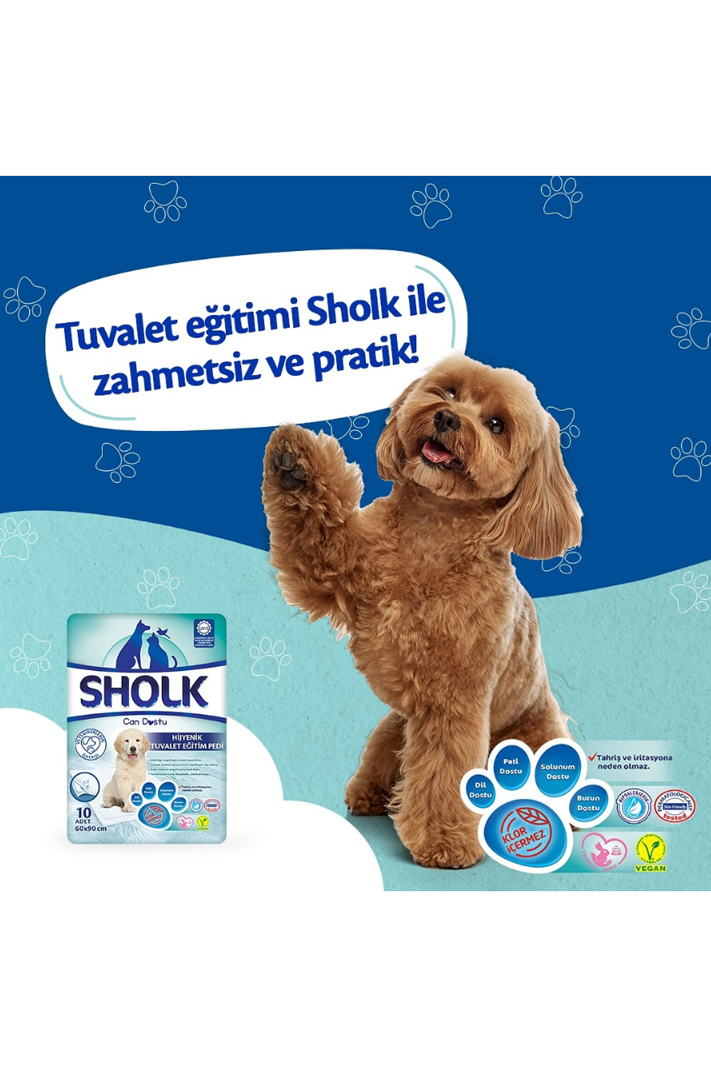 Sholk Hipoalerjenik Köpek Çiş Eğitim Pedi 60x90cm 10lu
