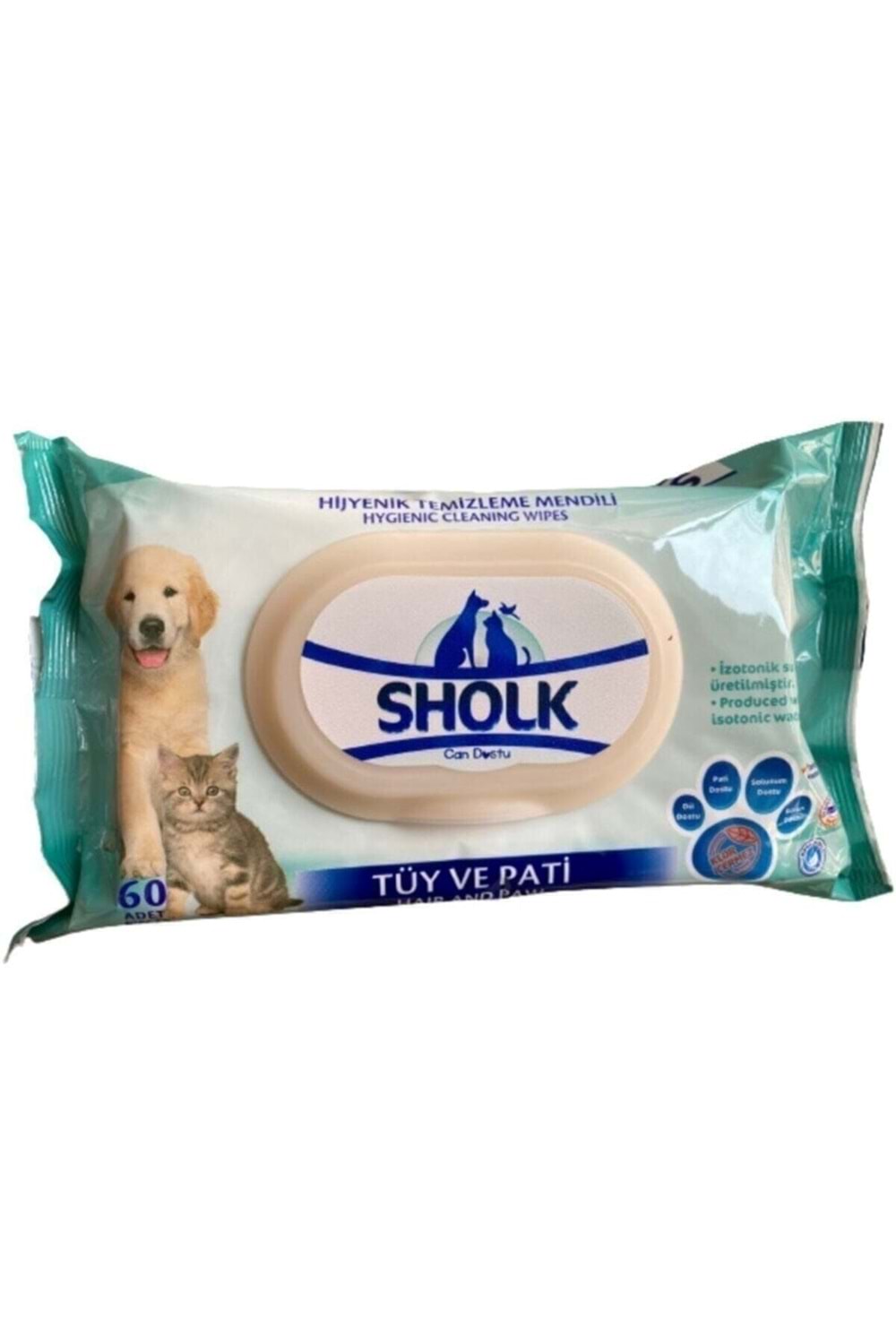 Sholk Hipoalerjenik Hijyenik Tüy Ve Pati Temizleme Mendili 60'lı