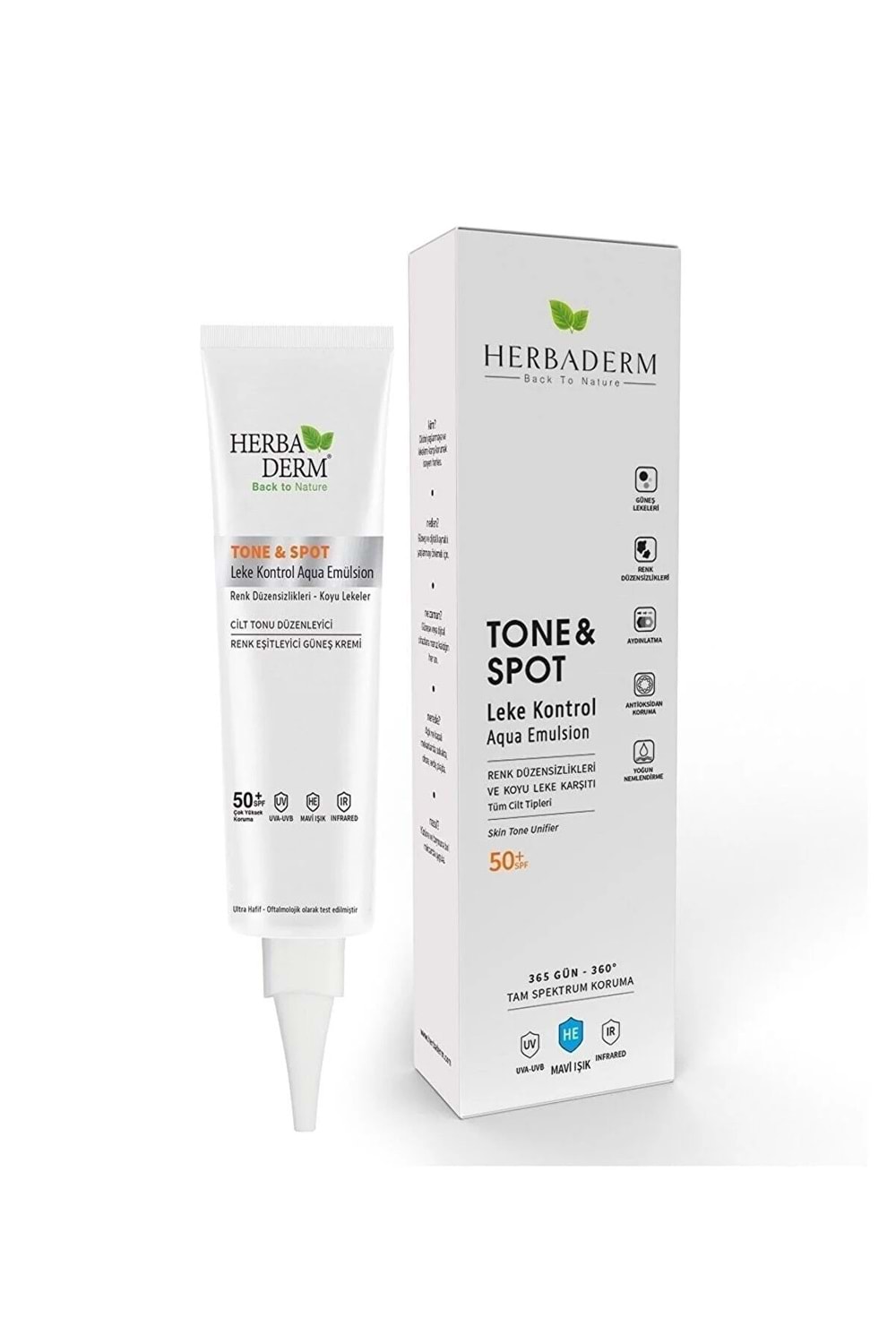 Herbaderm Tone & Spot Tam Spekt Koruma Koyu Leke Karşıtı Ve Renk Düzen Renksiz