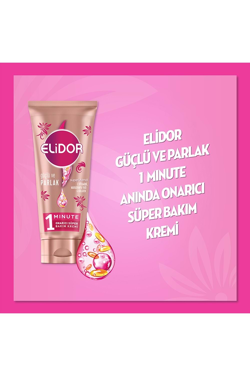 Elidor 1 Minute Onarıcı Süper Saç Bakım Kremi Güçlü ve Parlak 170 ml