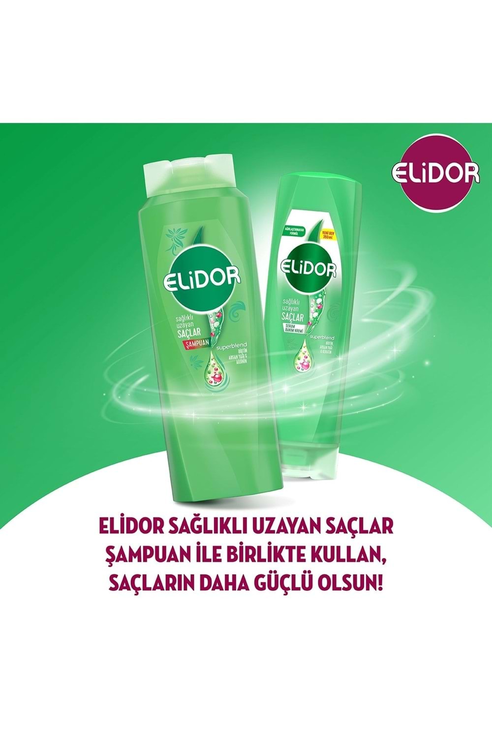 Elidor Superblend Serum Saç Bakım Kremi Sağlıklı Uzayan Saçlar Biotin Argan Yağı & Keratin 350 Ml