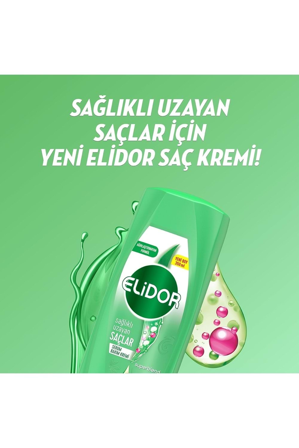 Elidor Superblend Serum Saç Bakım Kremi Sağlıklı Uzayan Saçlar Biotin Argan Yağı & Keratin 350 Ml