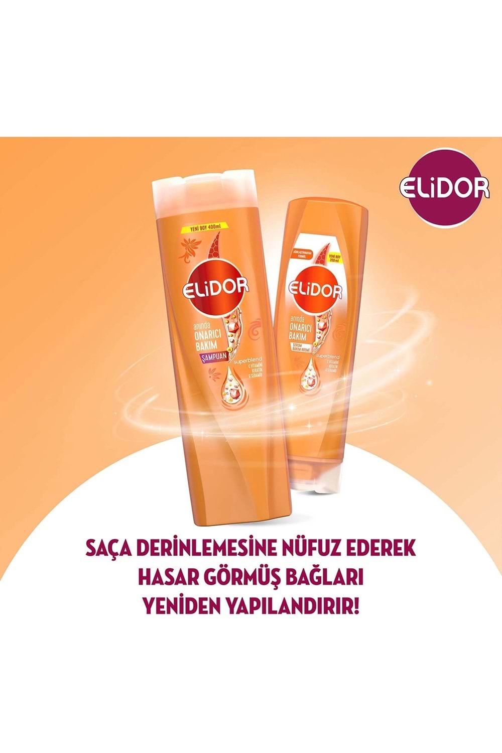 Elidor Superblend Saç Bakım Şampuanı Anında Onarıcı Bakım C Vitamini Keratin Seramid 400 ml