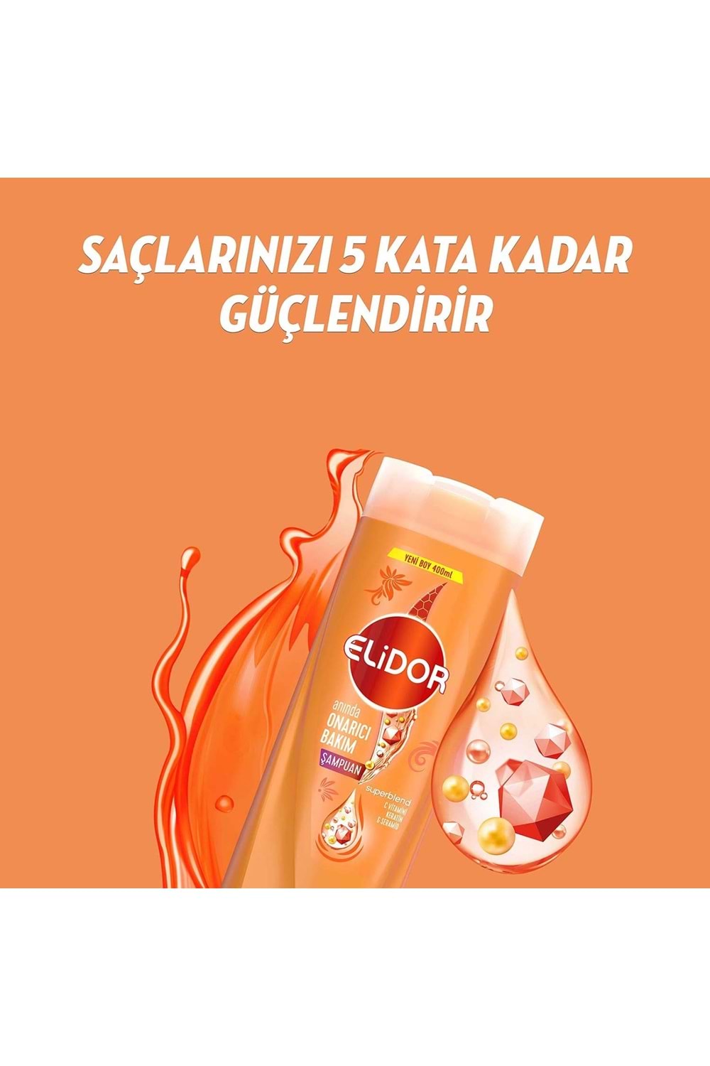 Elidor Superblend Saç Bakım Şampuanı Anında Onarıcı Bakım C Vitamini Keratin Seramid 400 ml