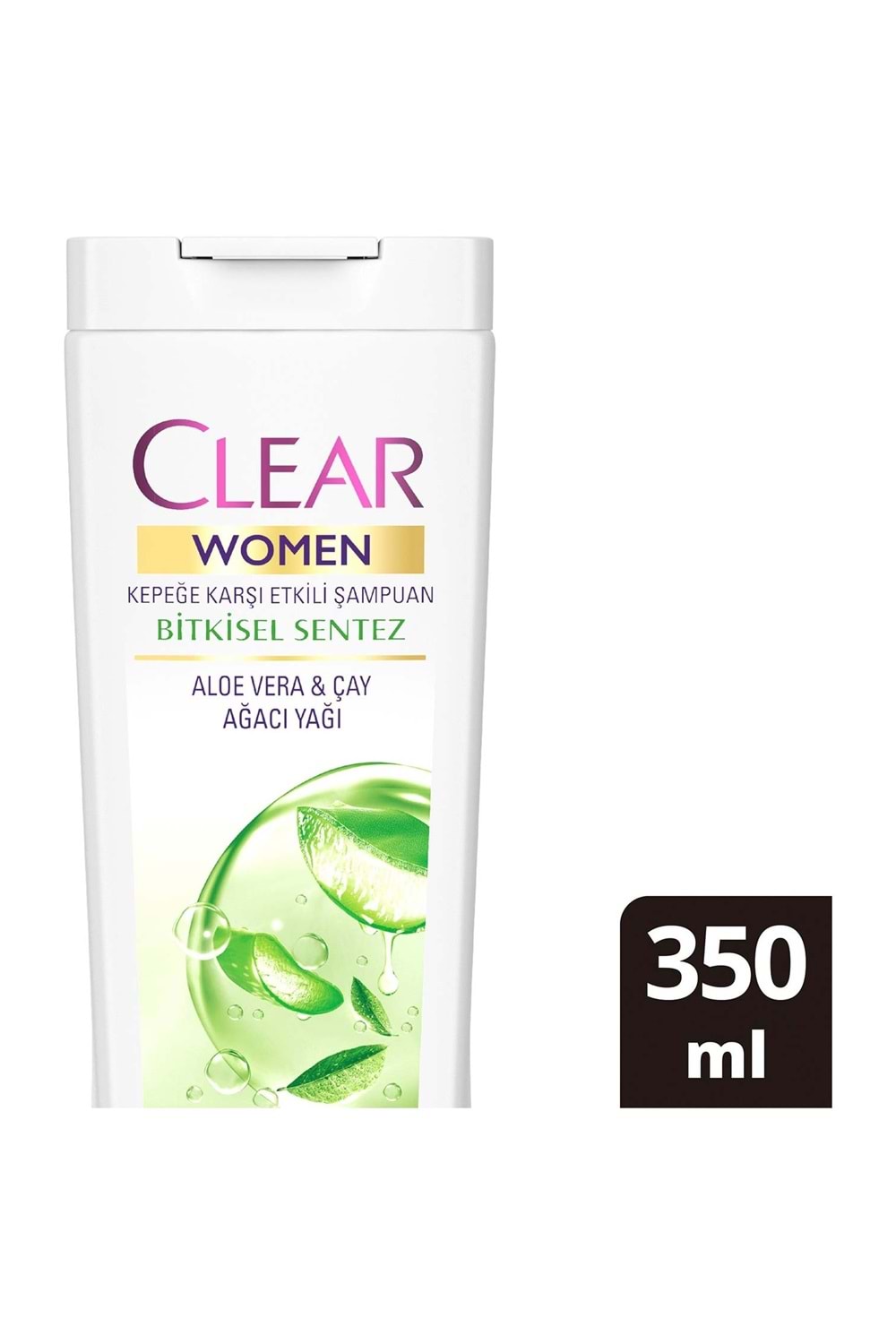 Clear Women Kepeğe Karşı Etkili Şampuan Bitkisel Sentez Aloe Vera & Çay Ağacı Yağı 350 ml