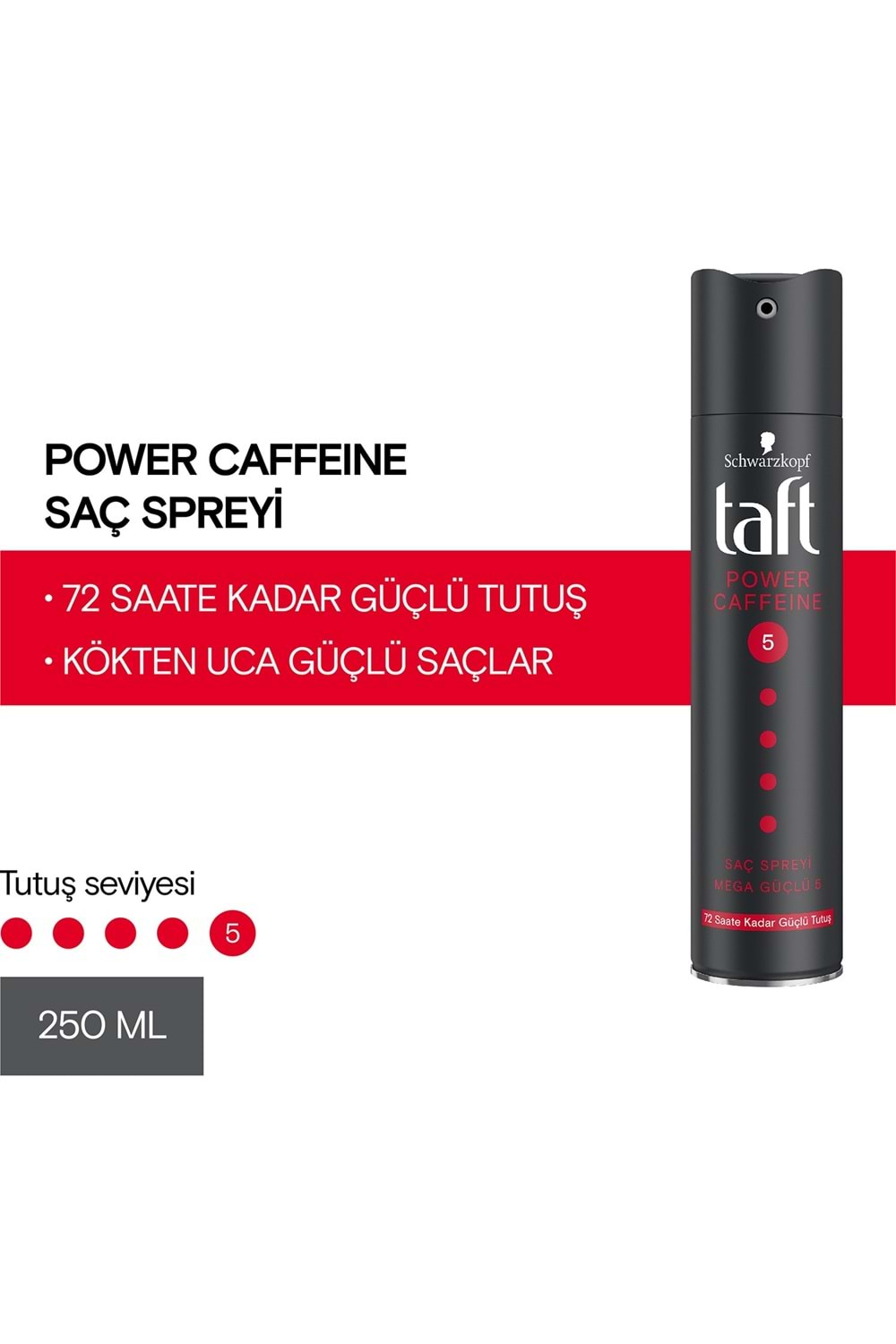 Taft Power Kafein Sprey 250 Ml Kalıcı Tutuş Saç Spreyi