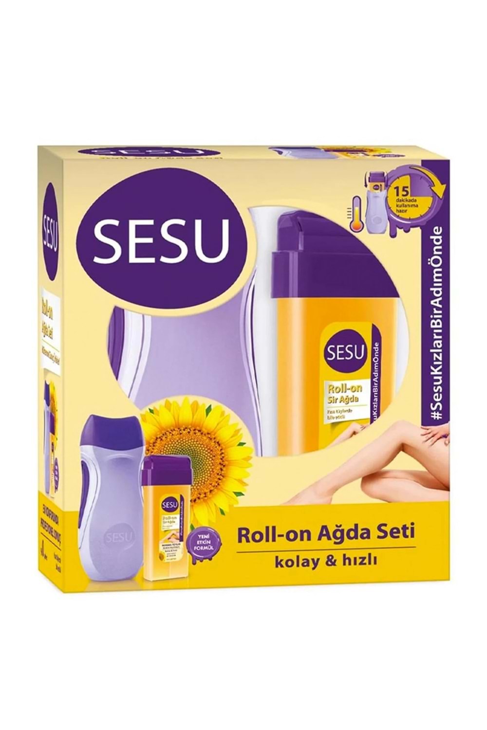Sesu Roll-on Sir Ağda Isıtıcı Set Ayçiçeği Mor Makine