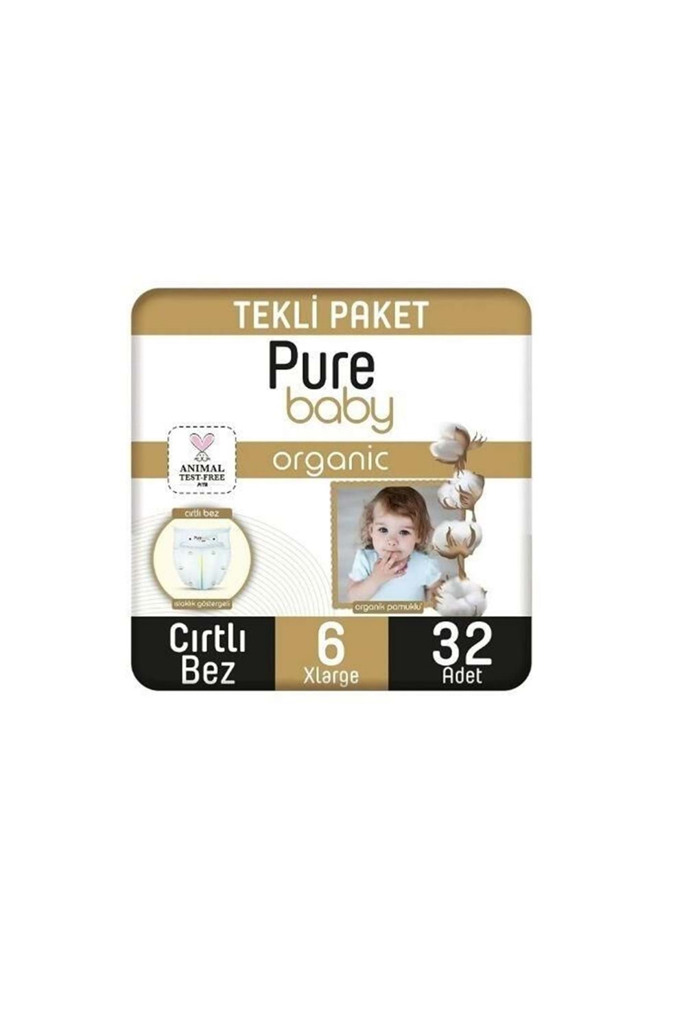 Pure Baby Bebek Bezi Pamuklu 6 No Xl 32 Adet