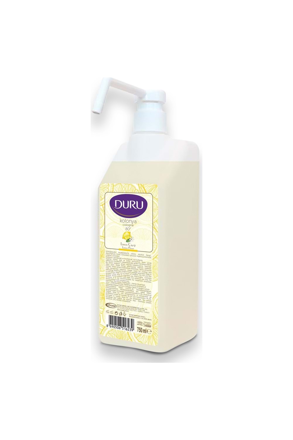 Duru Limon Çiçeği Kolonya Pompalı 750 ml 80 Derece