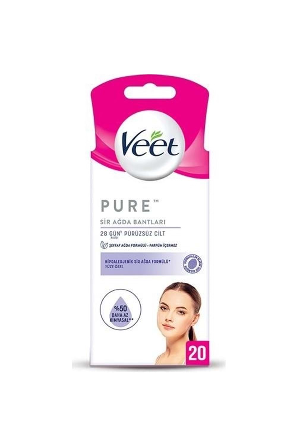 Veet Pure Hipoalerjenik Sir Ağda Bandı Yüz Bölgesi 20'li