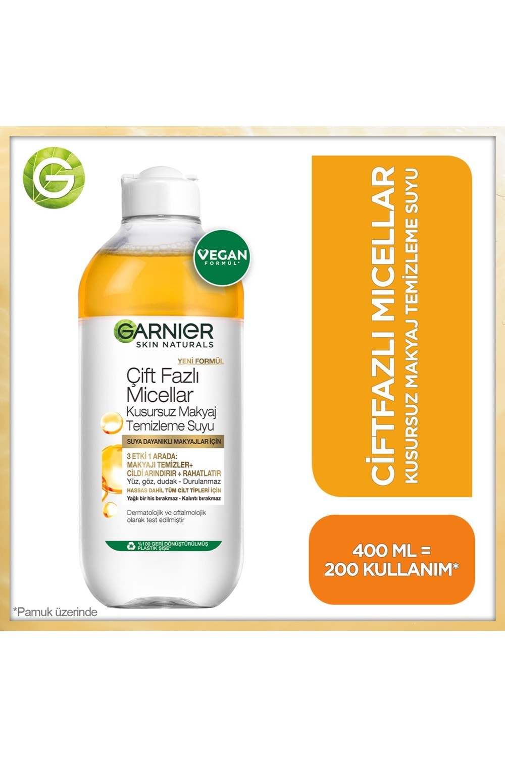 Garnier Çift Fazlı Micellar Kusursuz Temizleme Suyu 400 ml