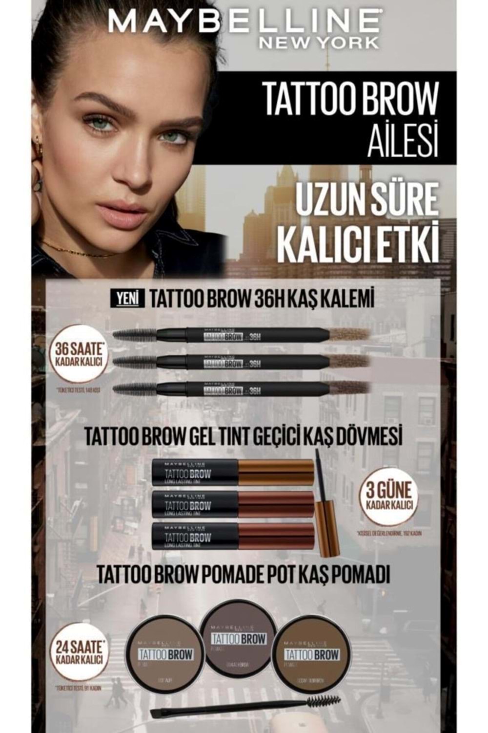 Maybelline New York Tattoo Brow 36h Kaş Kalemi 05 Medium Brown