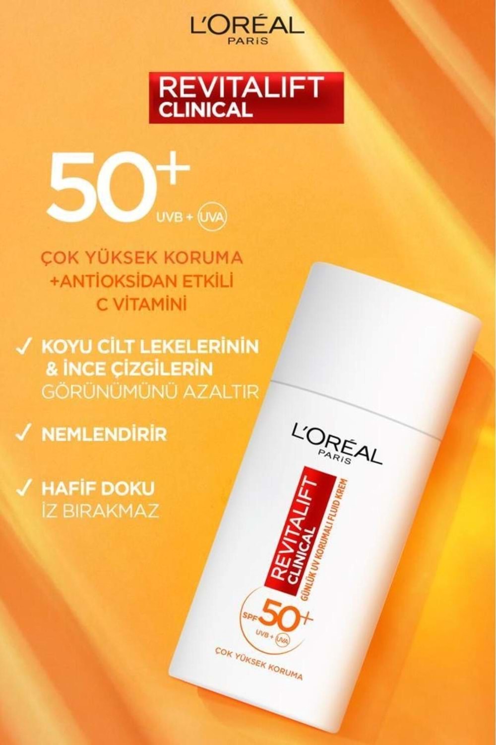 Loreal Paris Revitalift Clinical Spf 50+ Günlük Yüksek Uv Korumalı Yüz Güneş Kremi 50ml